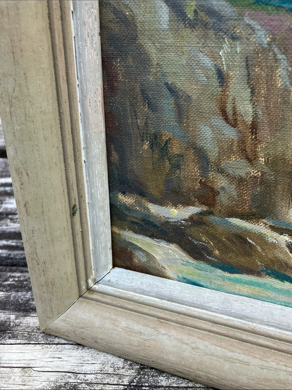 Vintage Original Signed Oil Painting Framed Impressionist Coastal Seascape Art